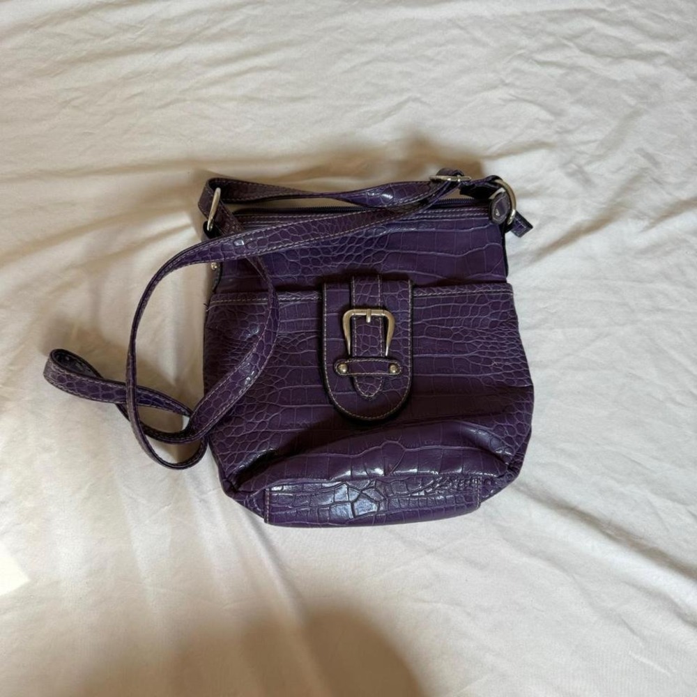 Y2k Purple Faux Crocodile Crossbody Bag